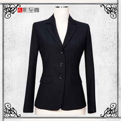影至尊春秋冬女士黑色西服三粒扣西装定制