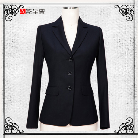 影至尊春秋冬女士黑色西服三粒扣西装定制